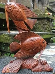 Деревянная фигурка ручной работы "Две рыбы" AS9024  купить в интернет магазине Мебель из массива. Звоните +7 495 961-63-63 Мебель Индонезии